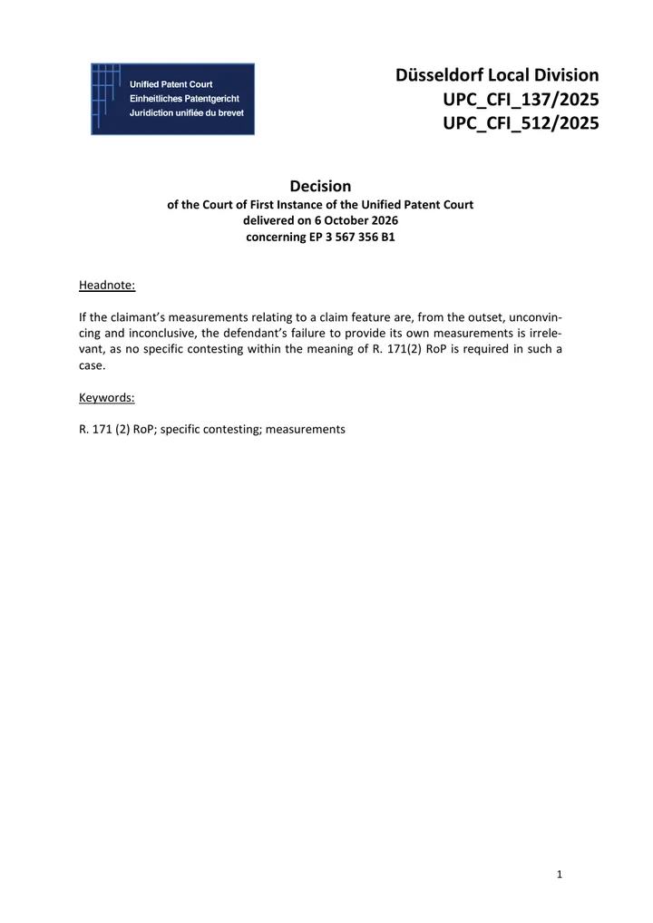 First page of the Decision on infringement and the counterclaim for revocation: Inficon v Elitech